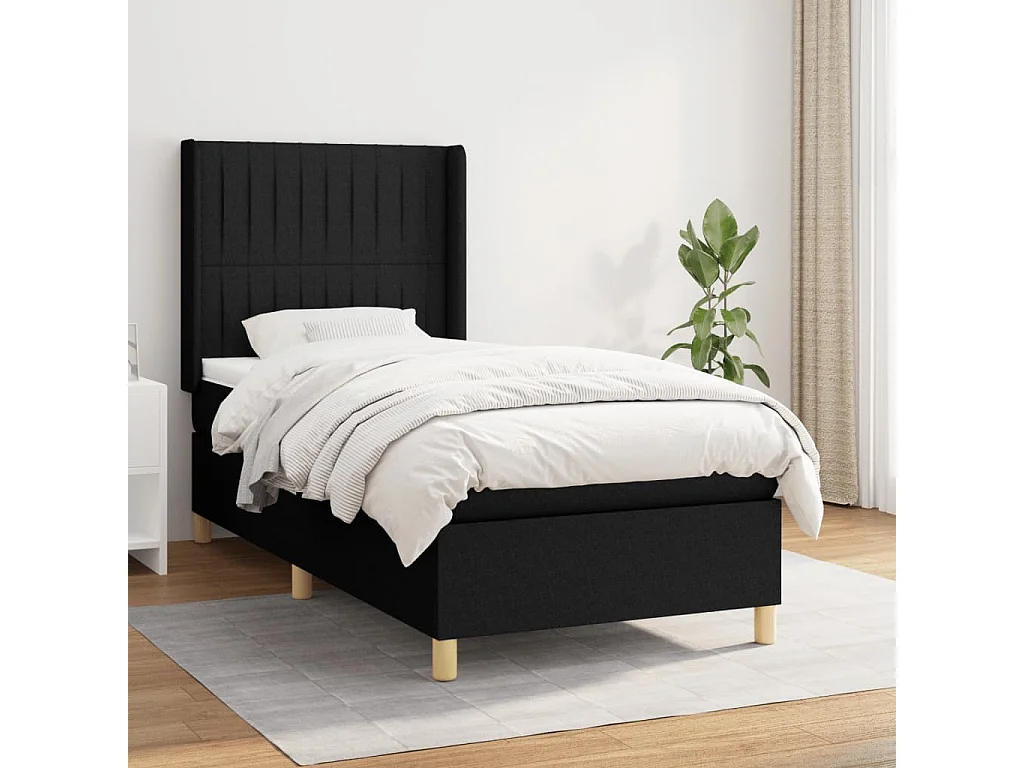 Conjunto Boxspring - 90x200 cm + Somieres + colchón tela negro ES41045