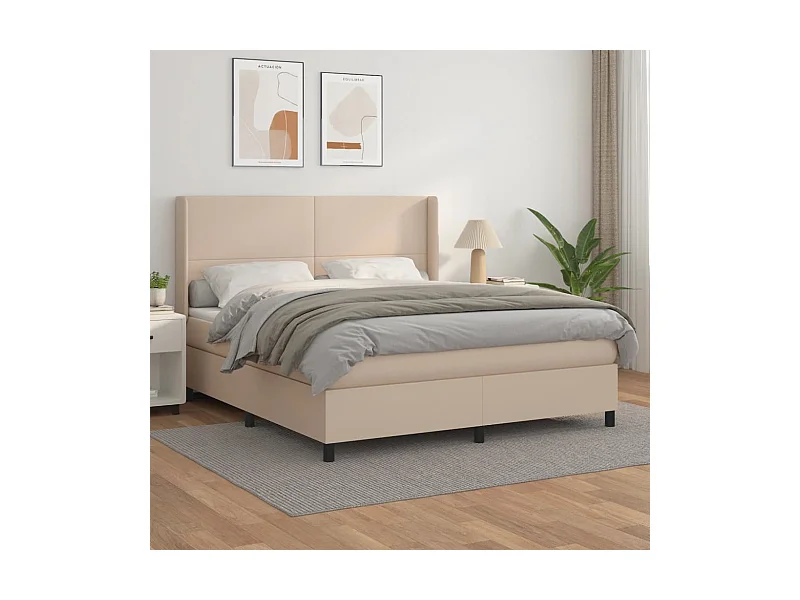 Ensemble complet boxspring - 160x200 cm + sommier tapissier + matelas Cappuccino SRGW94620