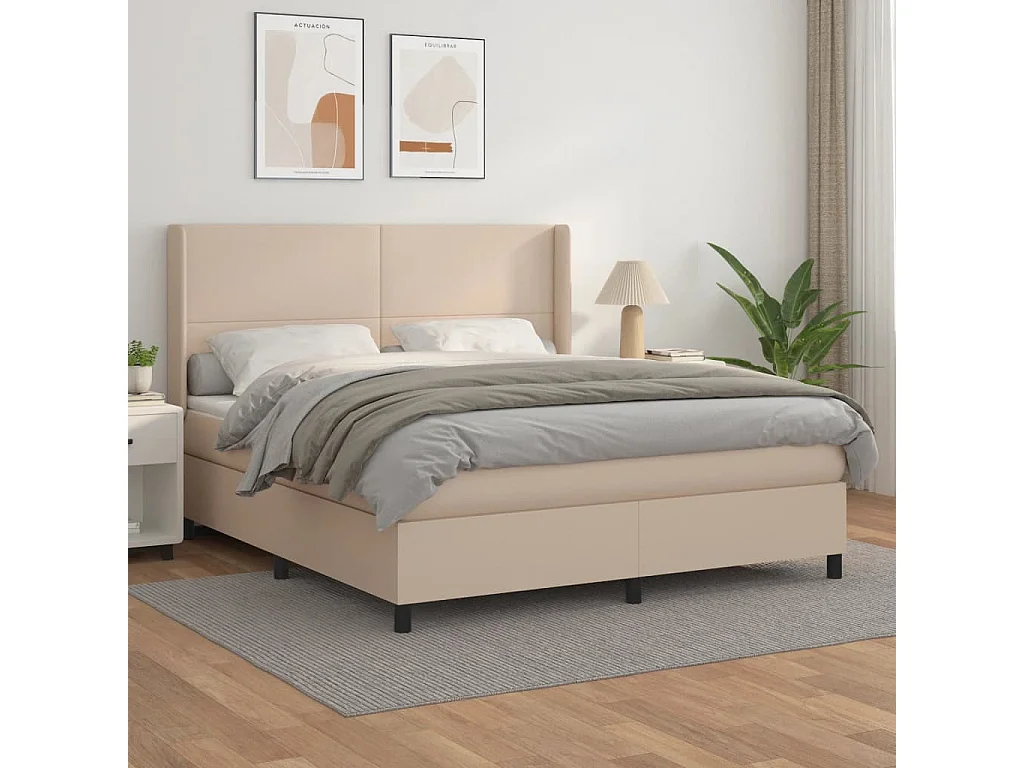 Ensemble complet boxspring - 160x200 cm + sommier tapissier + matelas Cappuccino SRGW94620