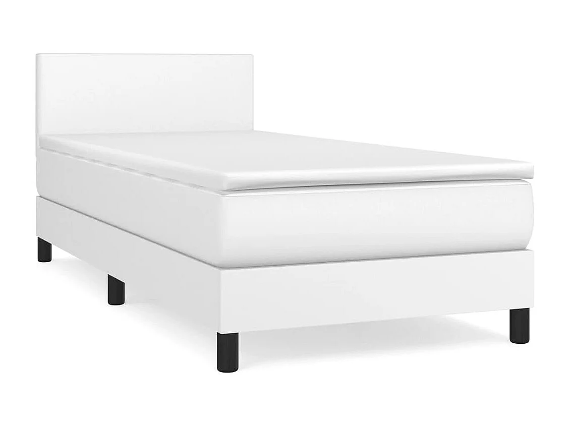 Ensemble complet boxspring - 90x200 cm + sommier tapissier + matelas Blanc Similicuir SRGW34627