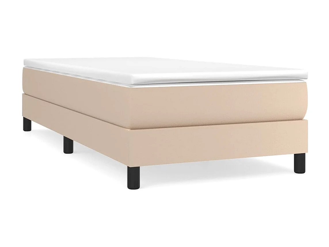Conjunto Boxspring - 90x200 cm + Somieres + colchón cuero sintético capuchino ES41796