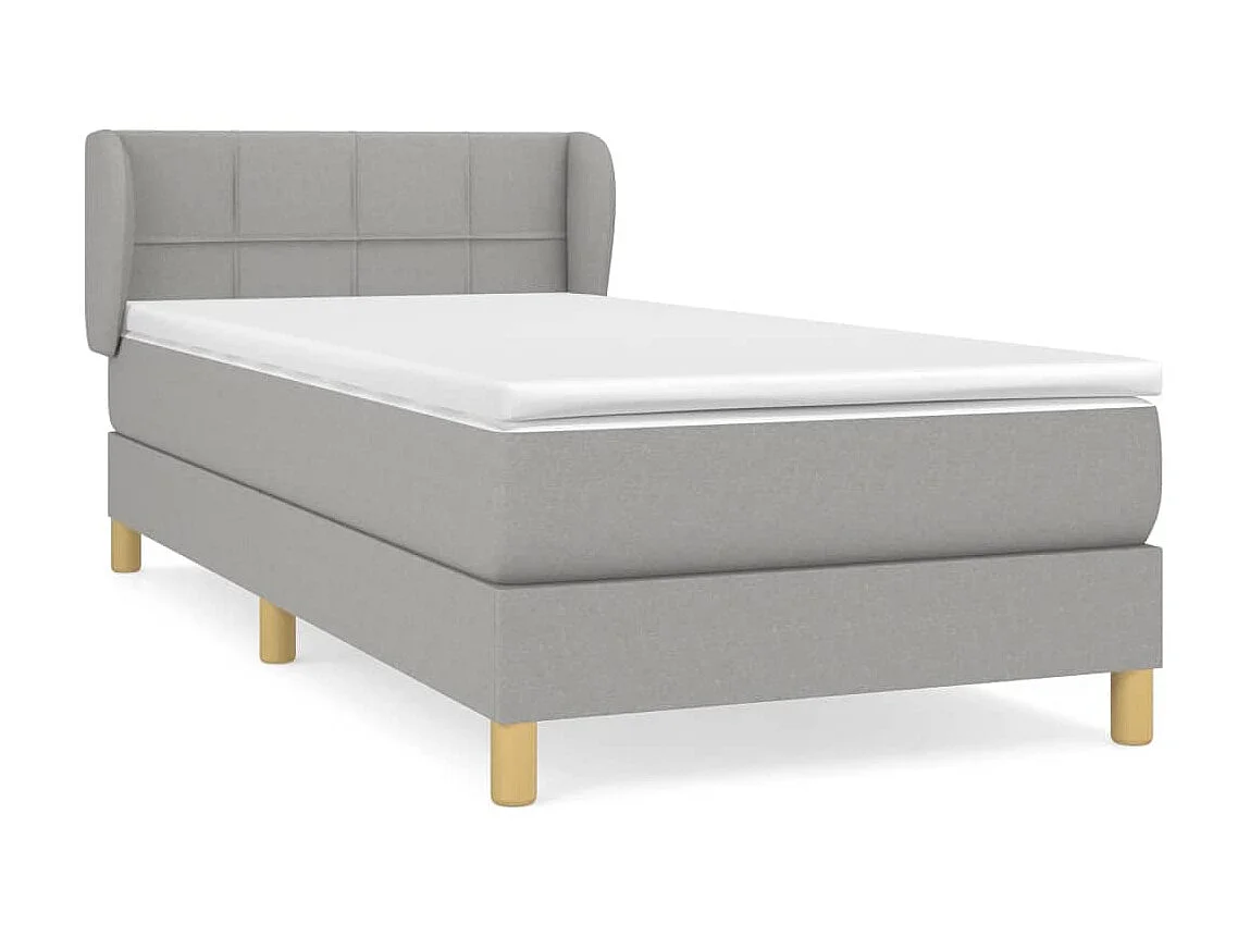 Cama continental com molas+ colchão 90x200 cm tecido cinza-claro PT713157