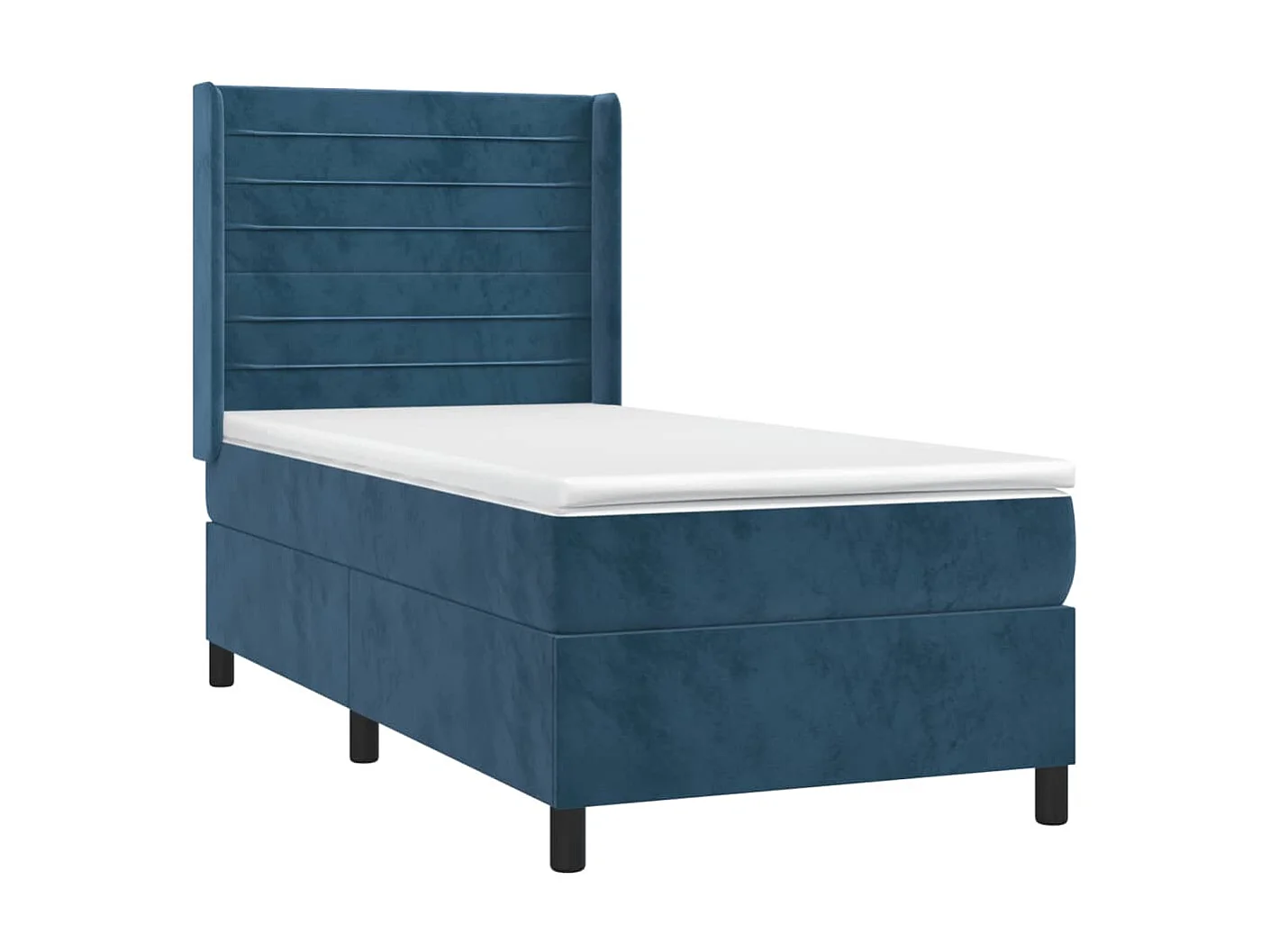 Cama continental com molas+ colchão 80x200 cm veludo azul-escuro PT154298