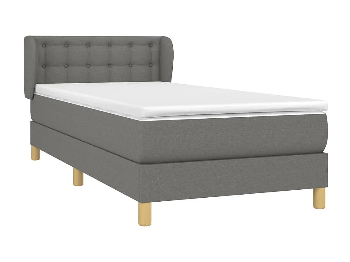 Cama continental com molas+ colchão 90x190 cm tecido cinza-escuro PT887083