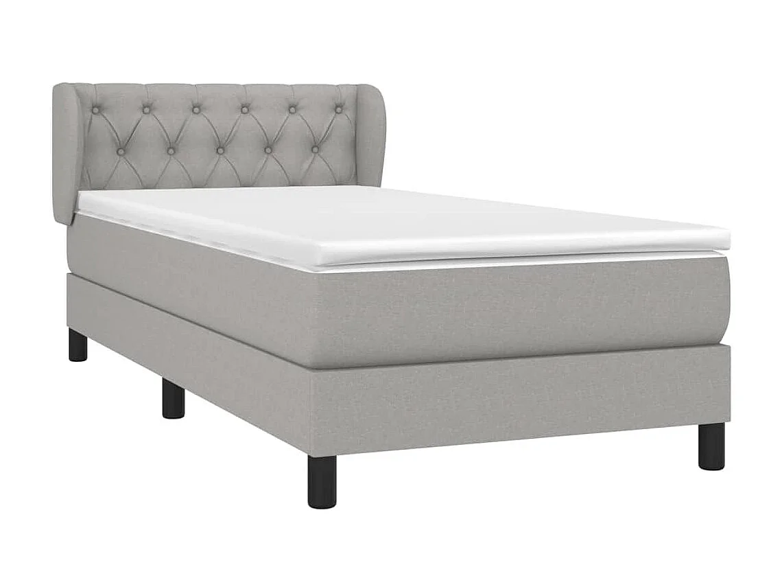 Ensemble complet boxspring - 80x200 cm + sommier tapissier + matelas Gris clair Tissu SRGW10040