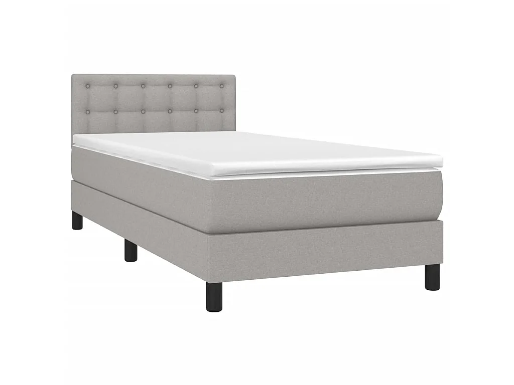 LED-Boxspringbett mit Matratze,Bett für Schlafzimmer Hellgrau 100x200 cm Stoff -CFW70699