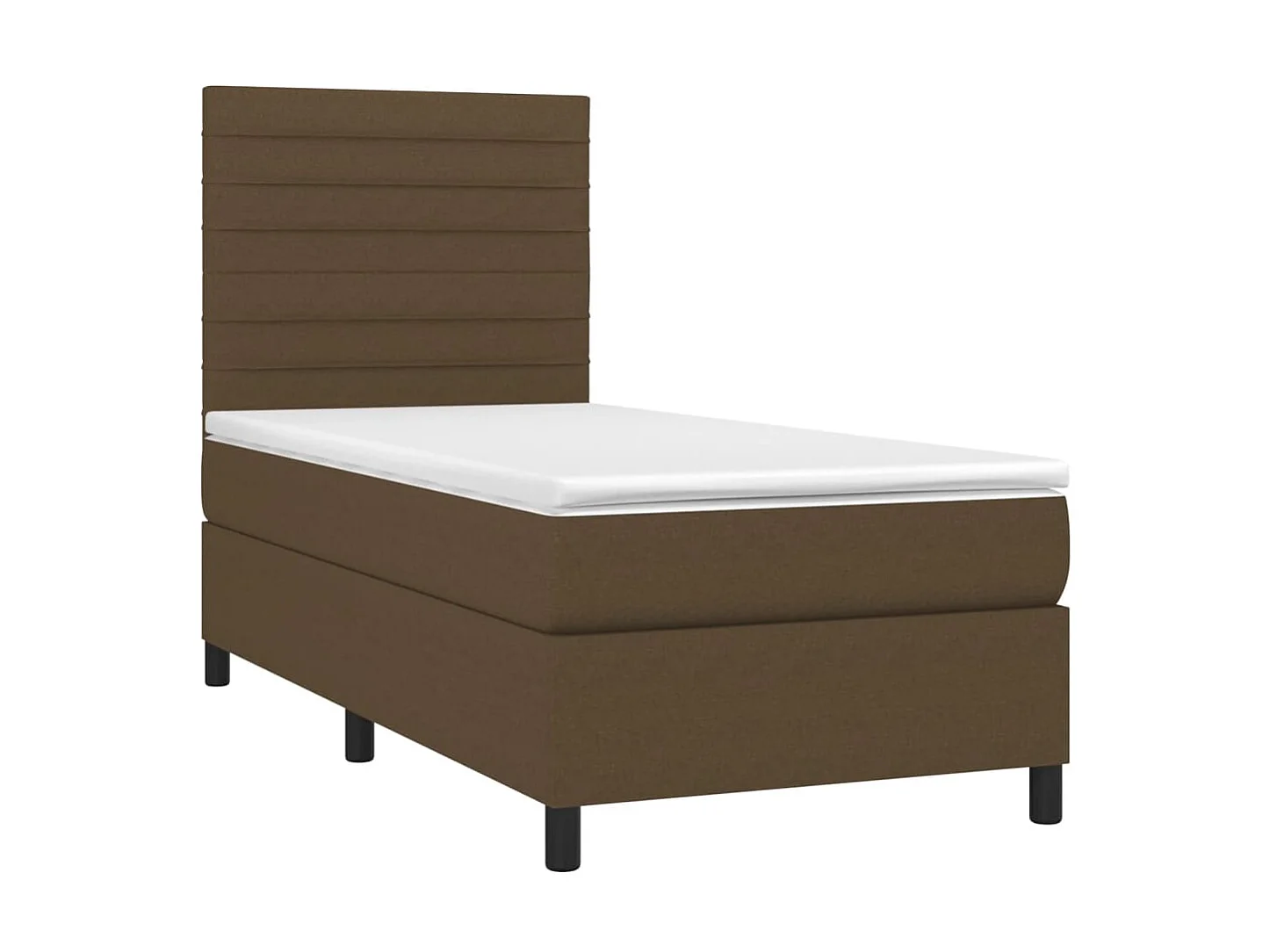 Cama continental c/ colchão/LED 80x200cm tecido castanho-escuro PT910962