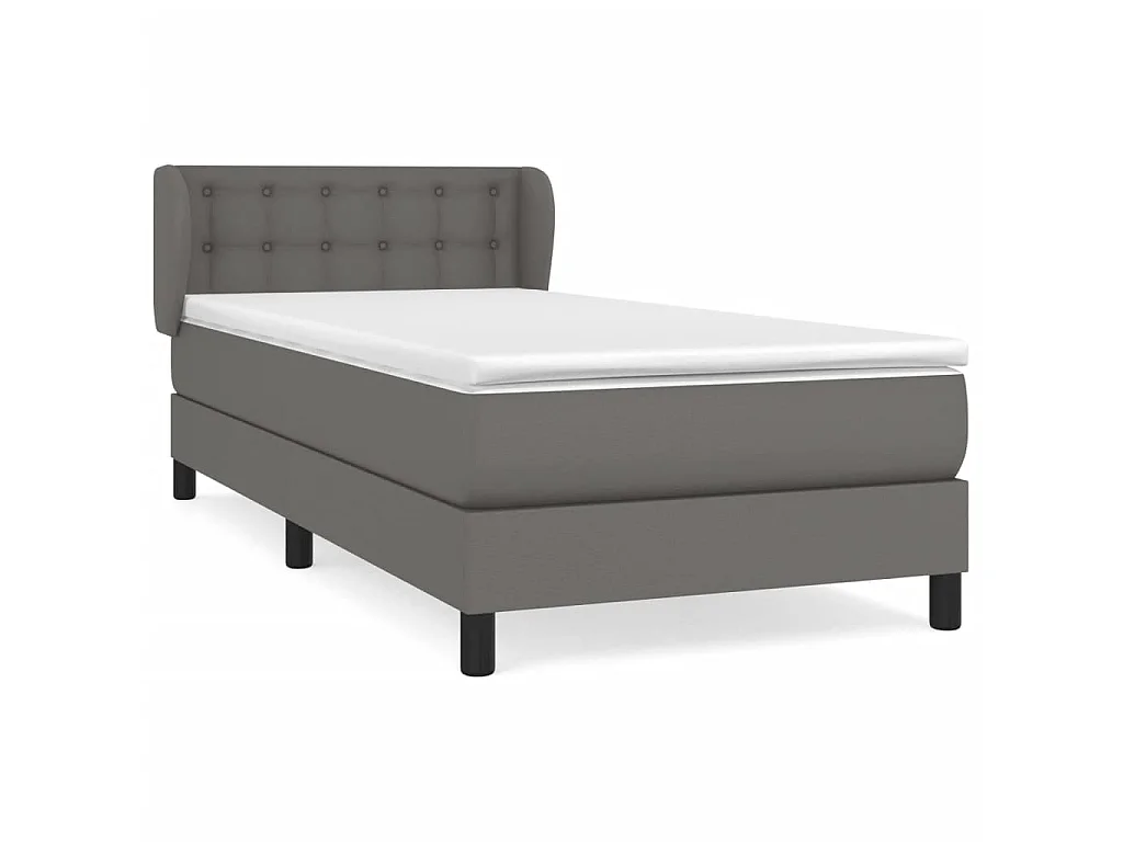 Ensemble complet boxspring - 80x200 cm + sommier tapissier + matelas Gris Similicuir SRGW42043