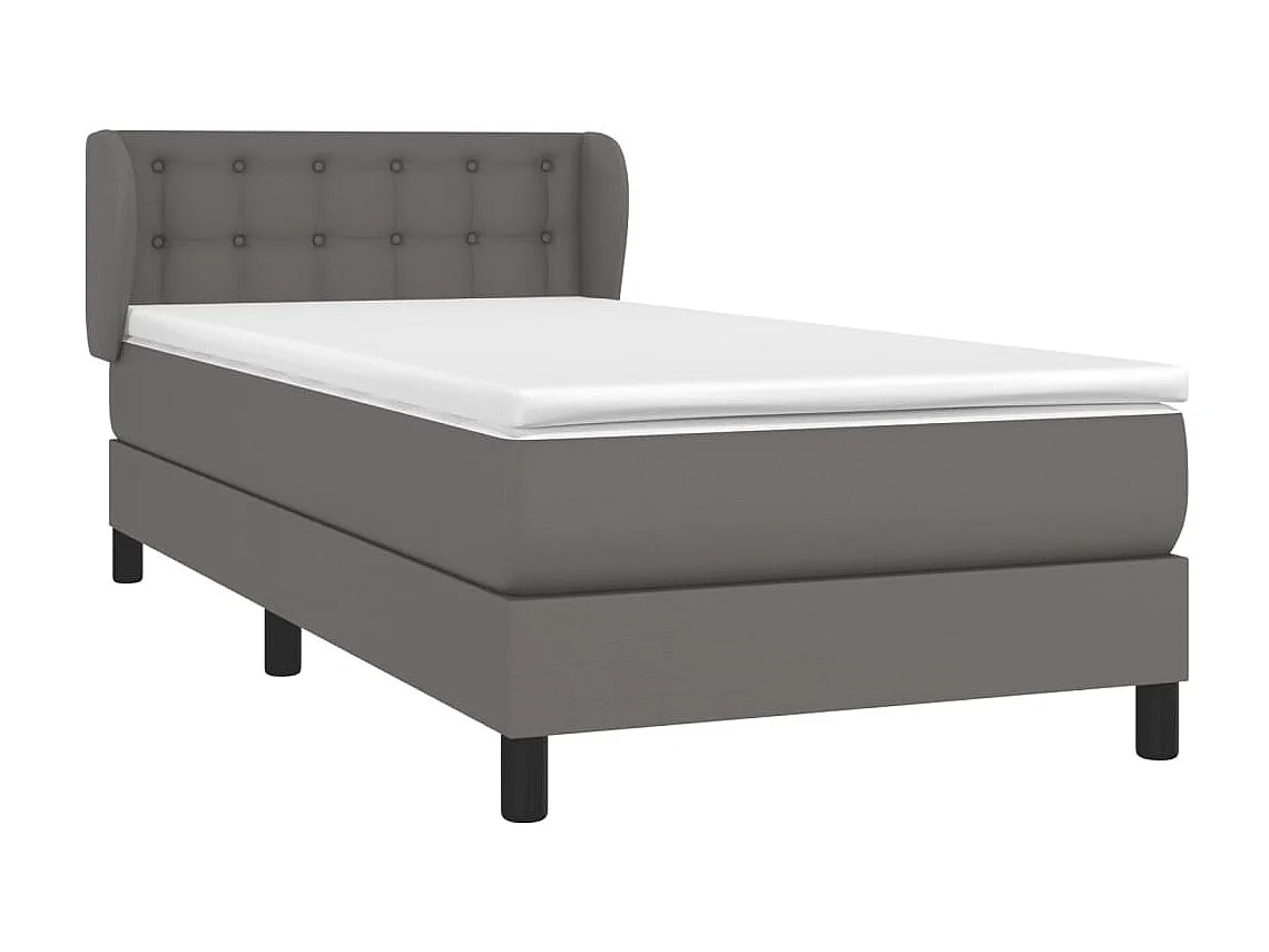 Ensemble complet boxspring - 80x200 cm + sommier tapissier + matelas Gris Similicuir SRGW42043