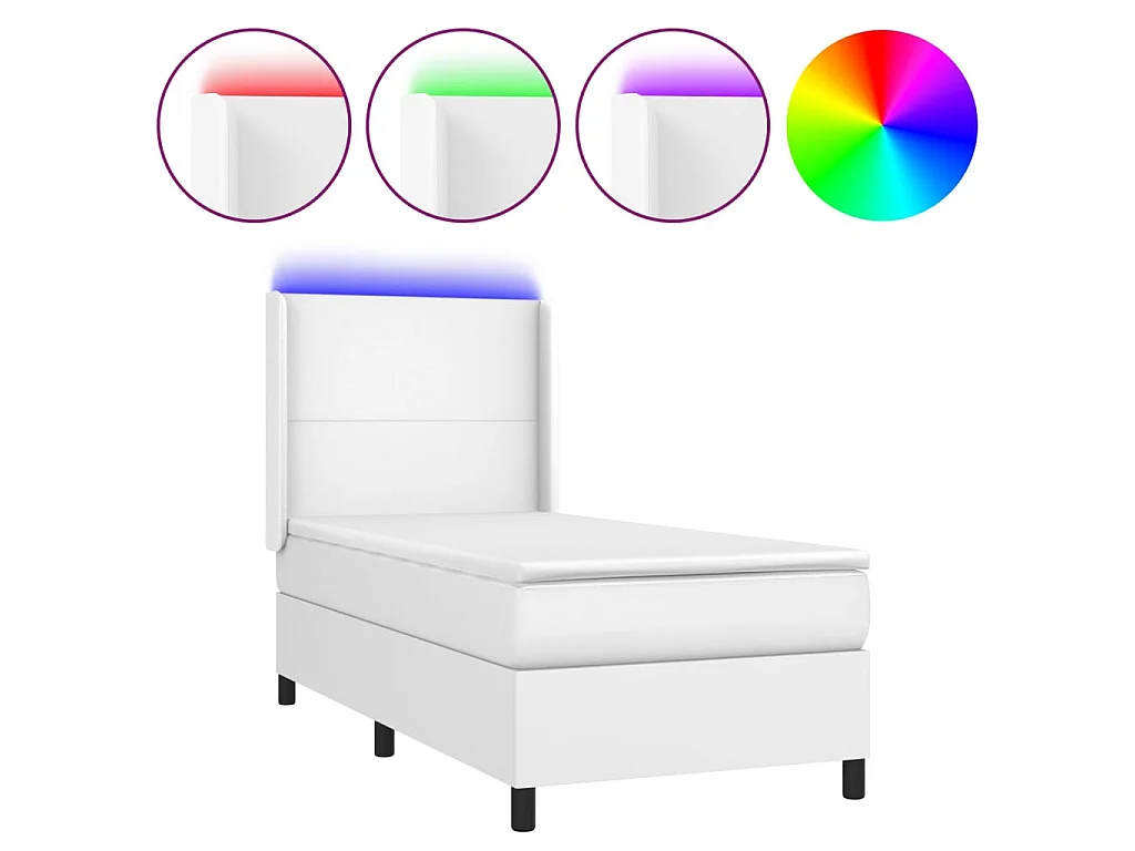 LED-Boxspringbett mit Matratze,Bett für Schlafzimmer Weiß 80x200 cm Kunstleder -CFW69156
