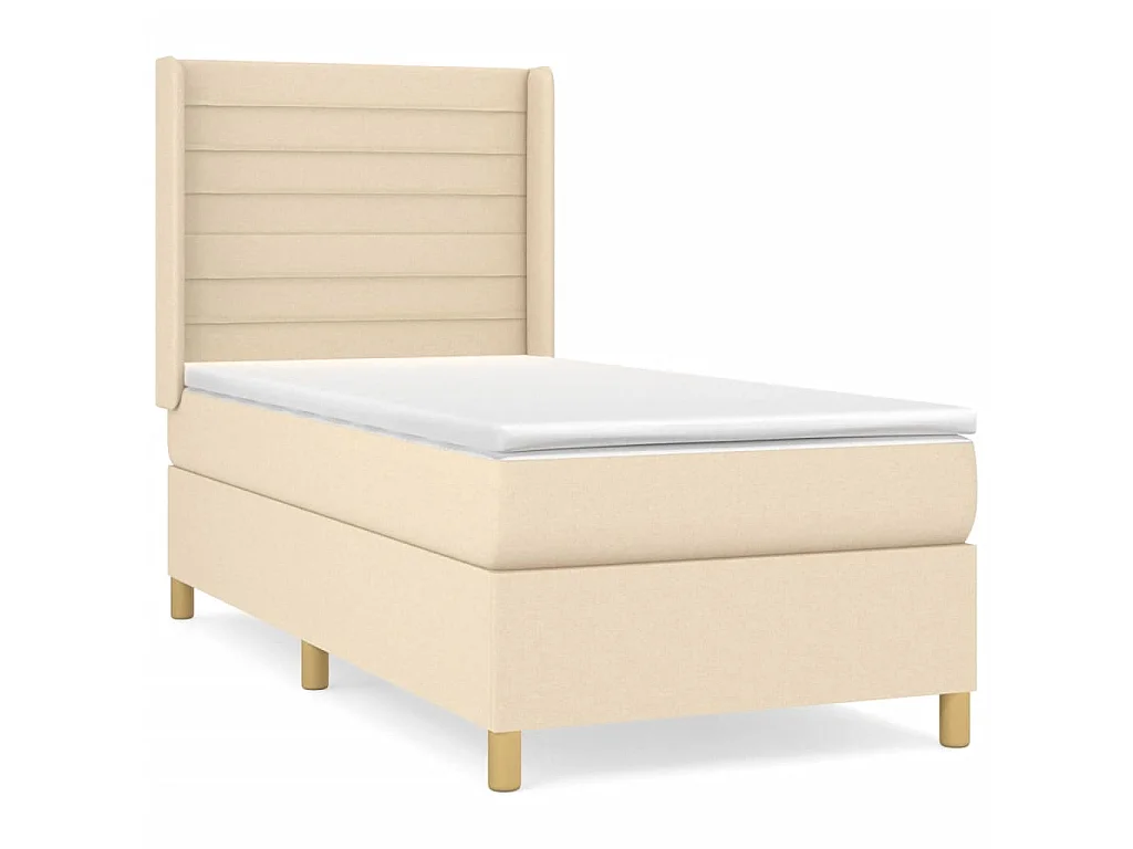 Boxspringbett mit Matratze,Bett für Schlafzimmer Creme 100x200 cm Stoff -CFW11935