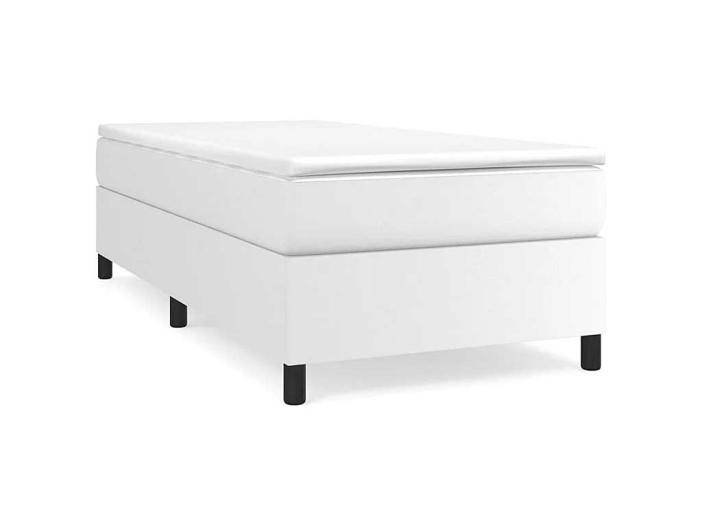 Conjunto Boxspring - 80x200 cm + Somieres + colchón cuero sintético blanco ES41652