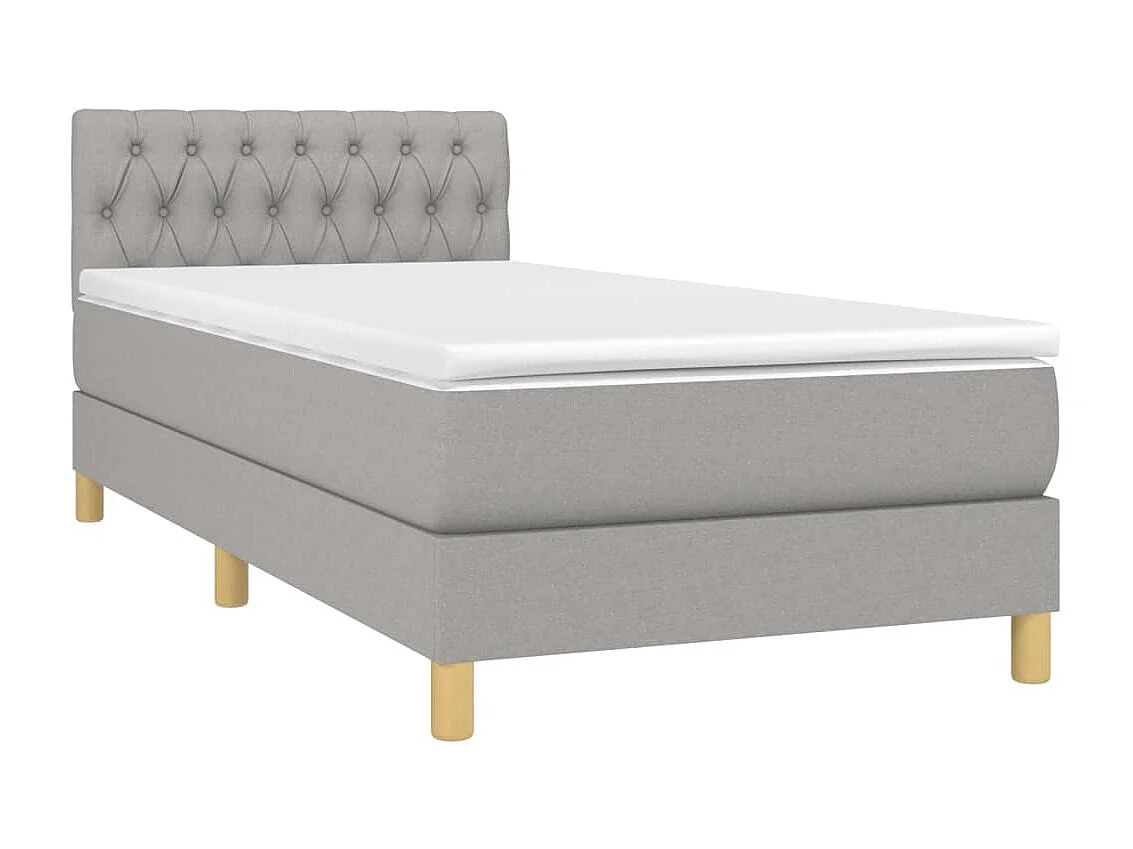 Conjunto Boxspring - 90x190 cm + Somieres + colchón tela y LED gris claro ES43748