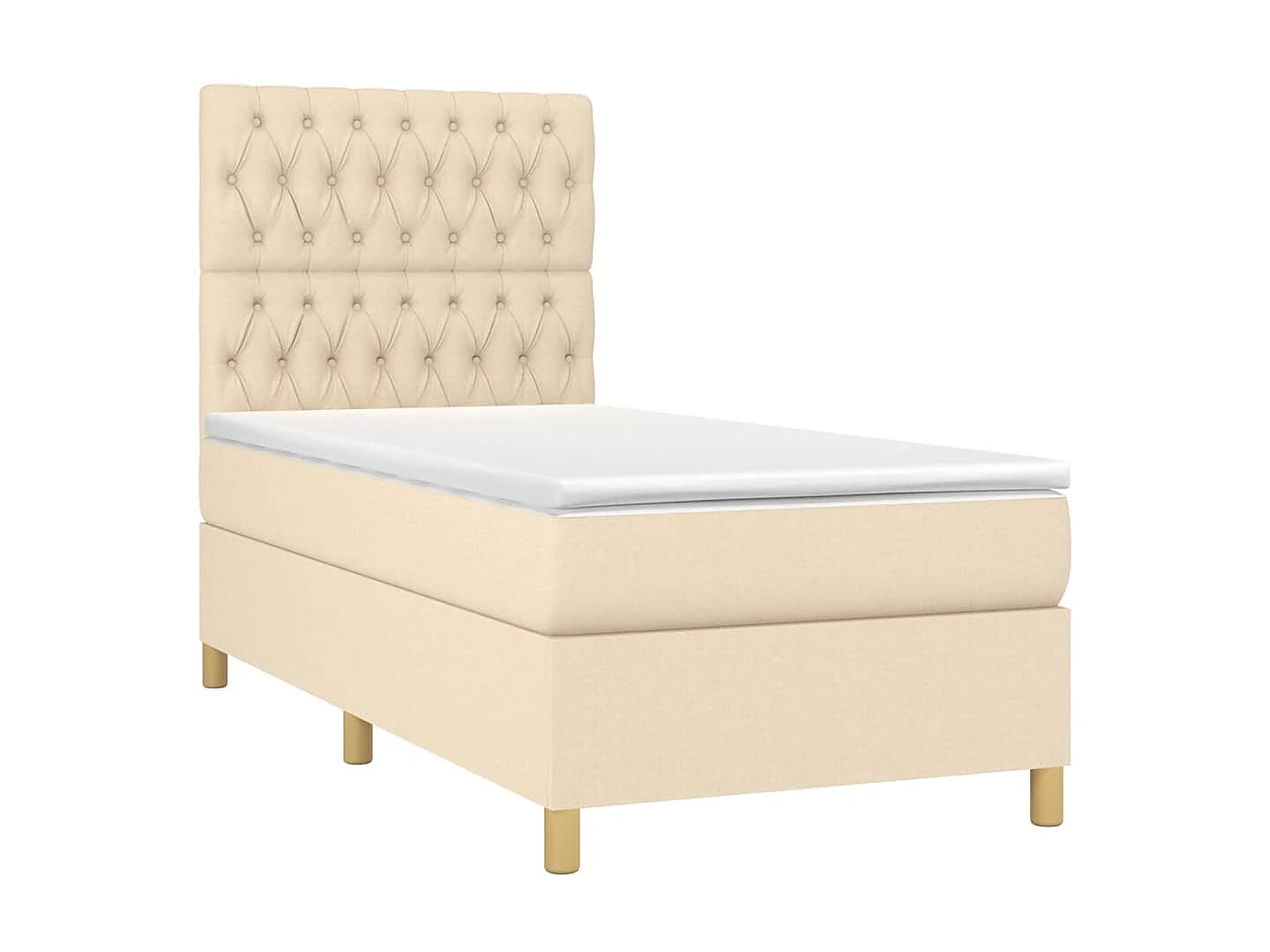 Cama continental c/ colchão e LED 100x200 cm tecido cor creme PT288117