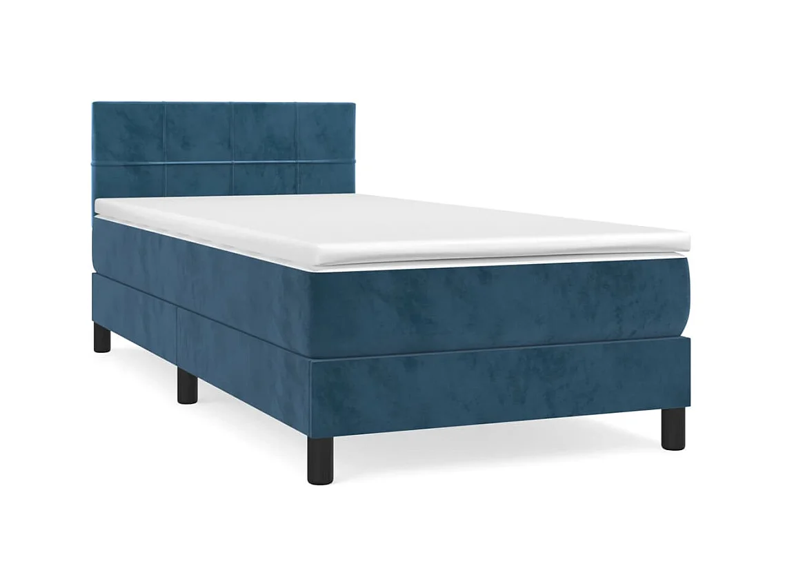 Ensemble complet boxspring - 90x190 cm + sommier tapissier + matelas Bleu foncé SRGW83056