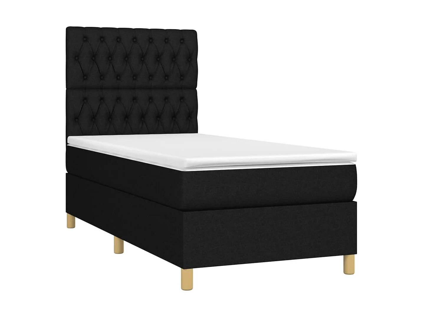 Cama continental com molas+ colchão 90x200 cm tecido preto PT571097