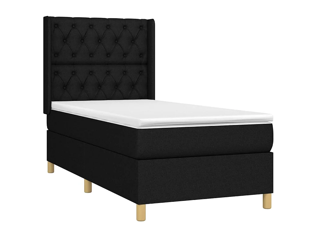 Cama continental c/ colchão e LED 80x200 cm tecido preto PT124187