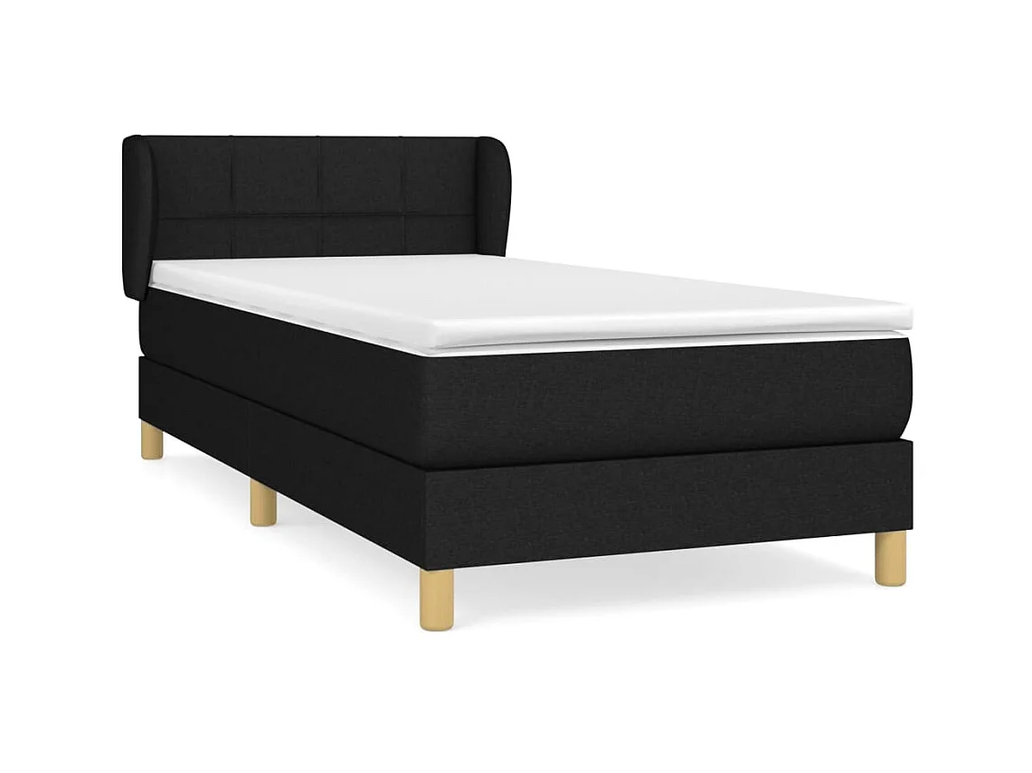 Ensemble complet boxspring - 90x190 cm + sommier tapissier + matelas Noir Tissu SRGW54650