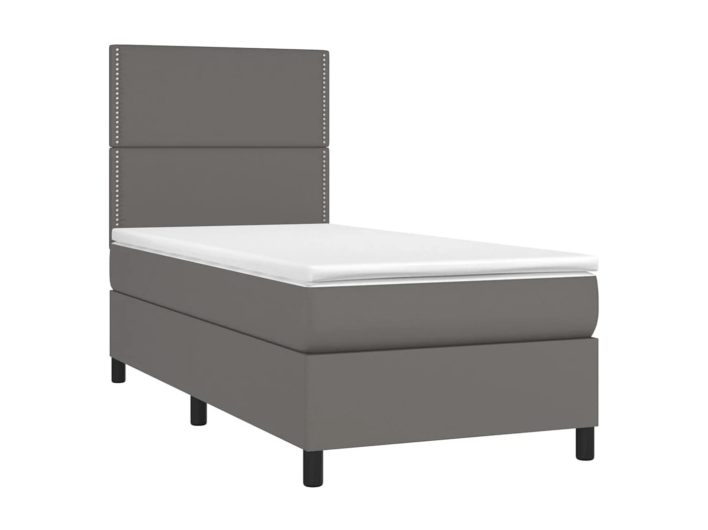 Conjunto Boxspring - 90x190 cm + Somieres + colchón cuero sintético gris ES39813