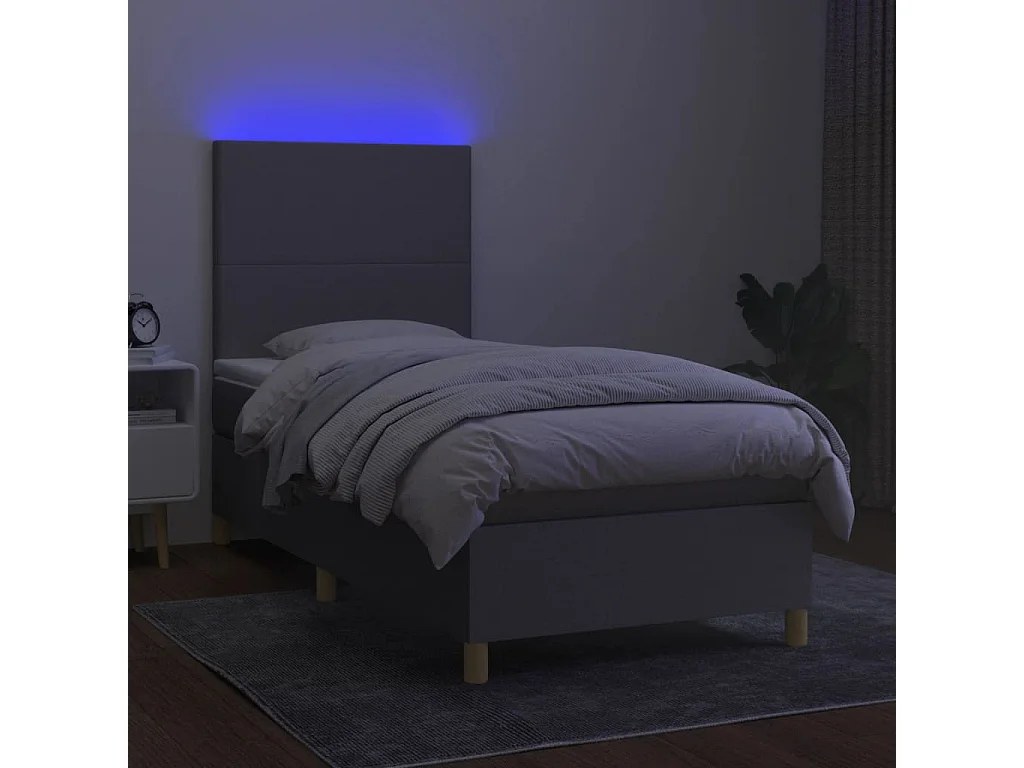 LED-Boxspringbett mit Matratze,Bett für Schlafzimmer Hellgrau 100x200 cm Stoff -CFW69630