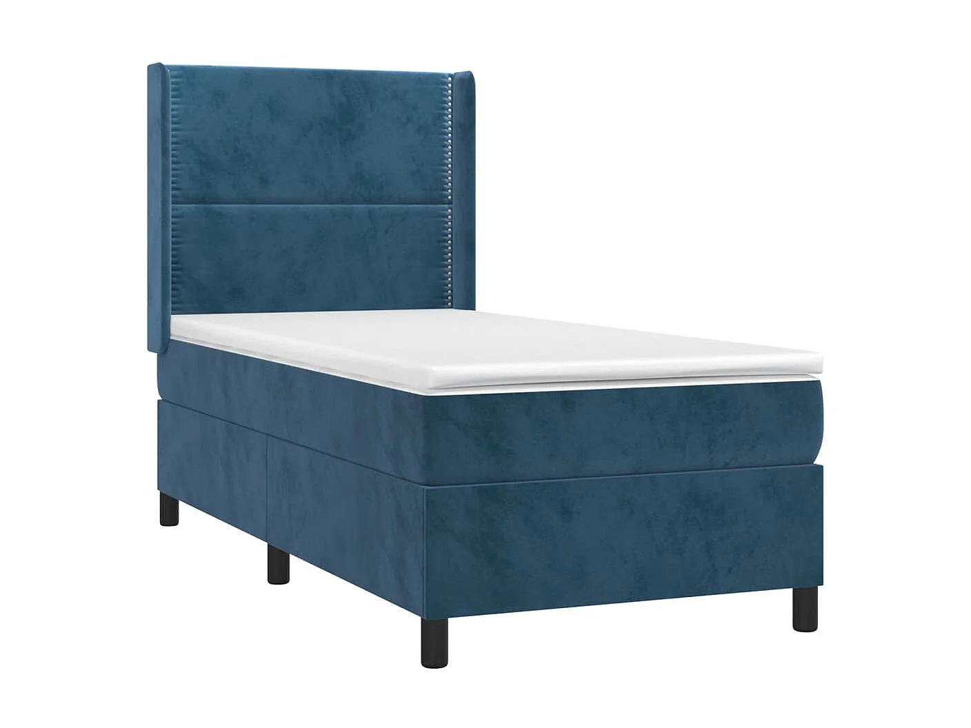 Cama continental c/ colchão/LED 90x190 cm veludo azul-escuro PT496247