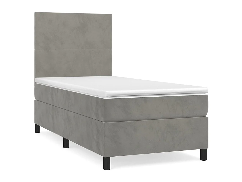 Ensemble complet boxspring - 80x200 cm + sommier tapissier + matelas Gris clair Velours SRGW74079