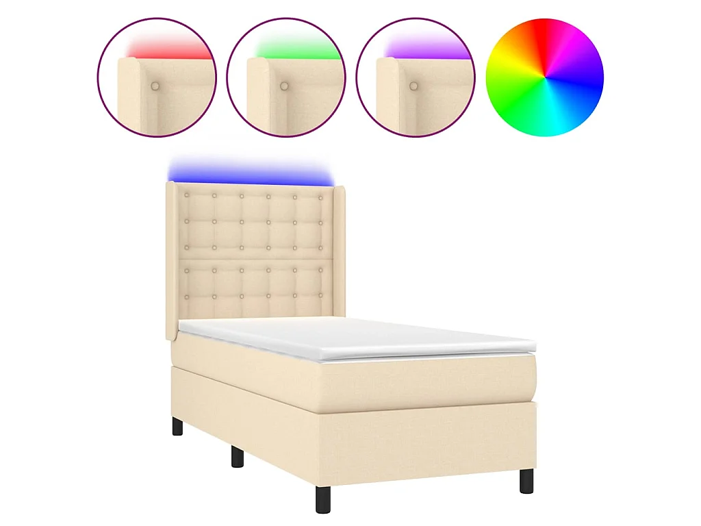 LED-Boxspringbett mit Matratze,Bett für Schlafzimmer Creme 100x200 cm Stoff -CFW52142