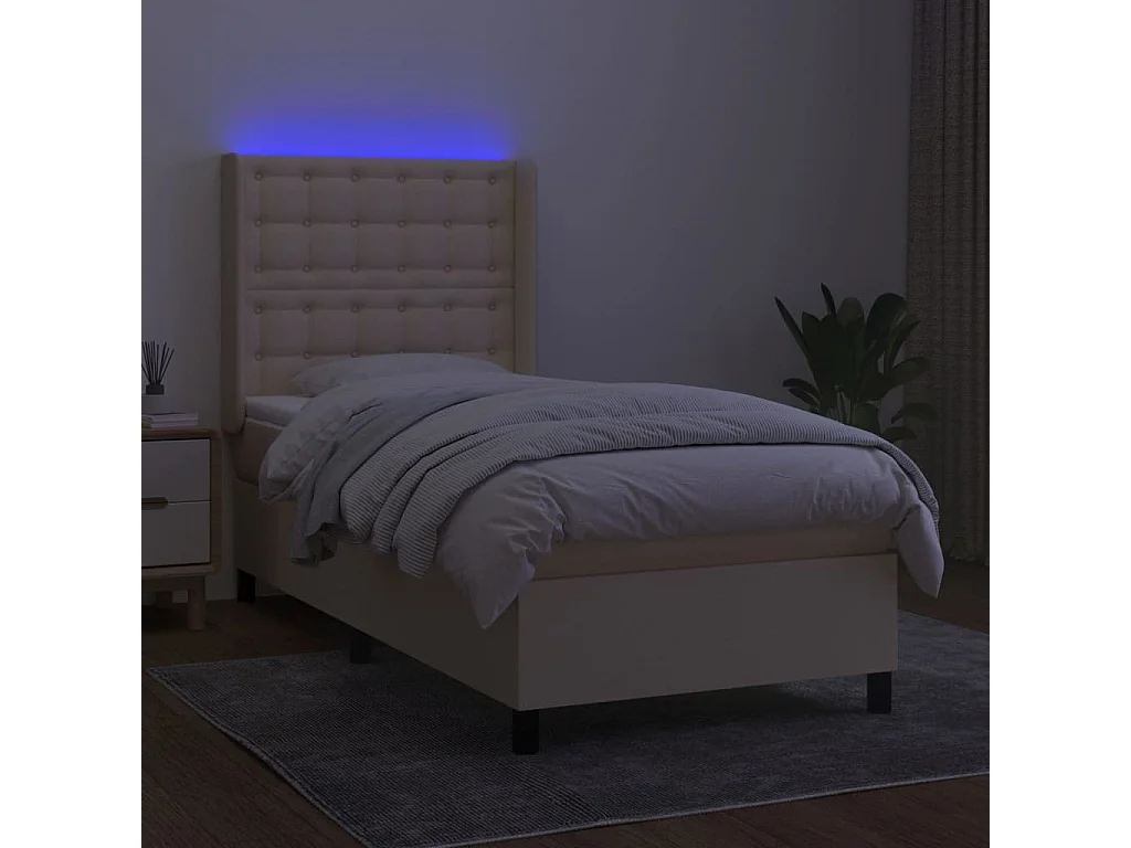 LED-Boxspringbett mit Matratze,Bett für Schlafzimmer Creme 100x200 cm Stoff -CFW52142