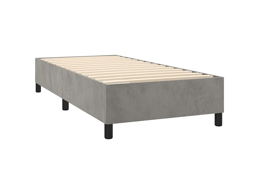Cama continental com molas+ colchão 90x190 cm veludo cinza-claro PT107020