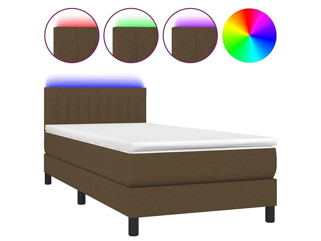 LED-Boxspringbett mit Matratze,Bett für Schlafzimmer Dunkelbraun 80x200 cm Stoff -CFW29303