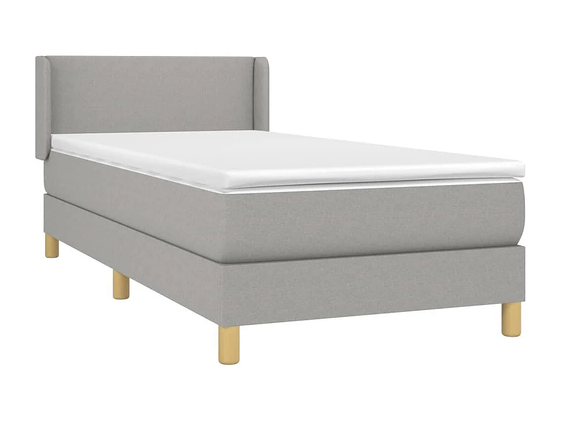 Ensemble complet boxspring - 90x190 cm + sommier tapissier + matelas Gris clair Tissu SRGW83193
