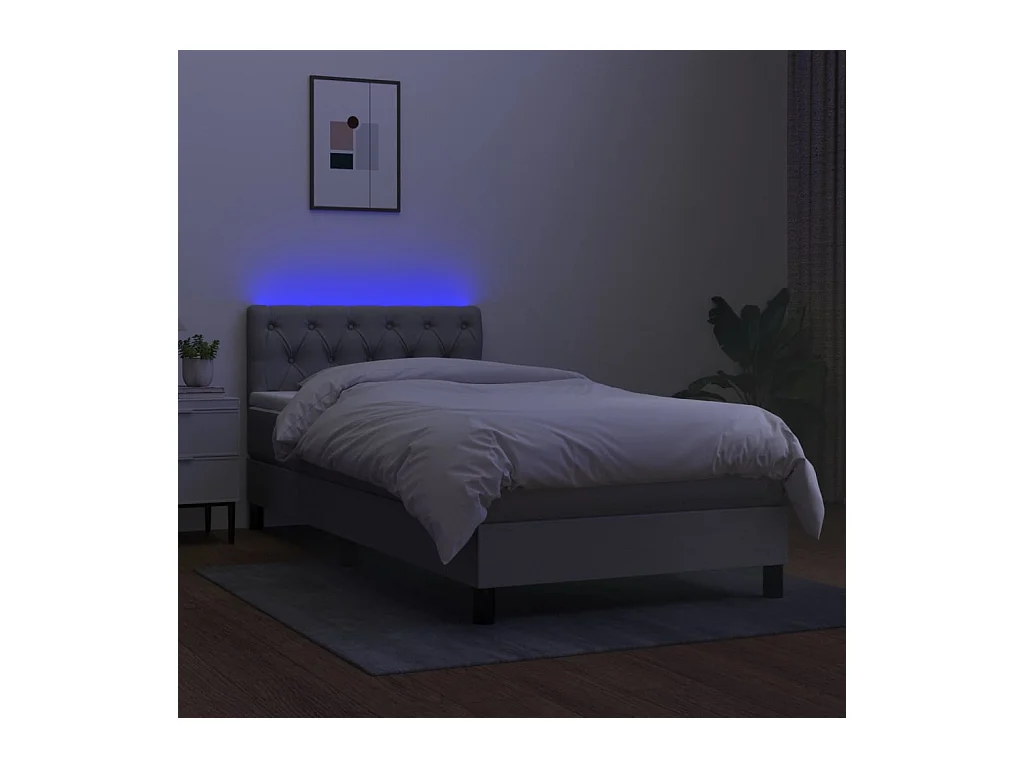 Ensemble complet boxspring - 80x200 cm + sommier à lattes de lit + matelas + LED Gris clair SRGW61988