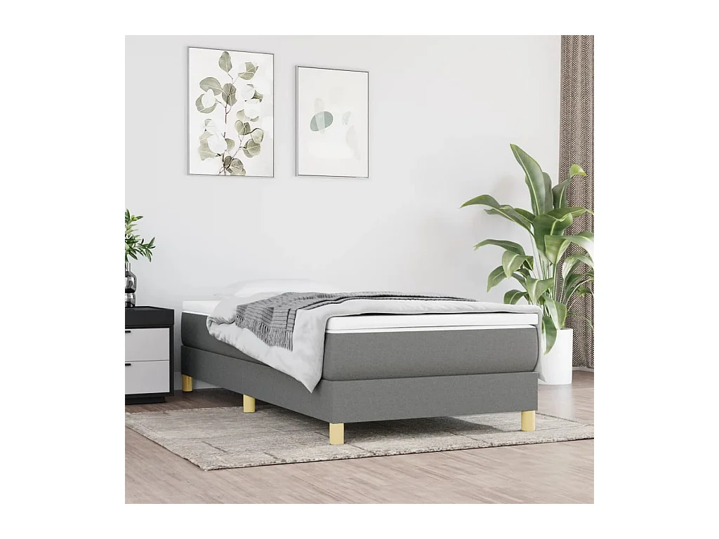 Ensemble complet boxspring - 100x200 cm + sommier tapissier + matelas Gris foncé Tissu SRGW59638