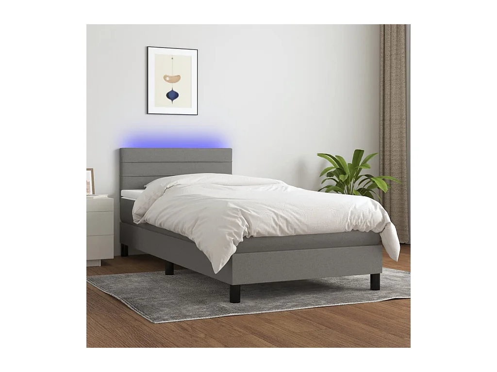 Boxspring met matras en LED stof donkergrijs 80x200 cm NL65106