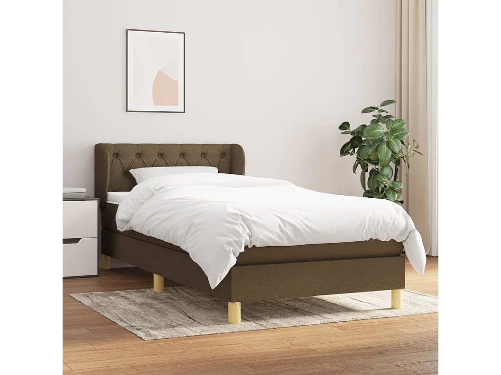 Cama continental com molas+ colchão 80x200 cm tecido castanho-escuro PT682080