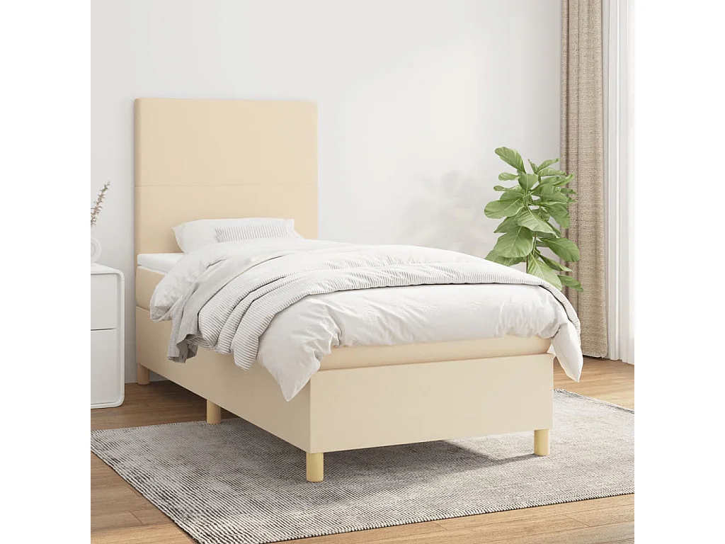 Cama continental com molas+ colchão 90x200 cm tecido cor crème PT474266