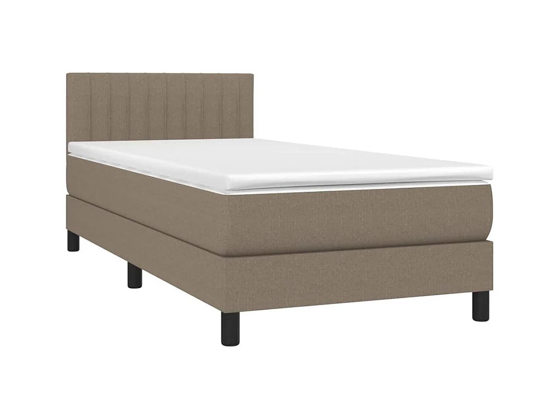 Conjunto Boxspring - 90x200 cm + Somieres + colchón + luces LED tela gris taupe ES44234