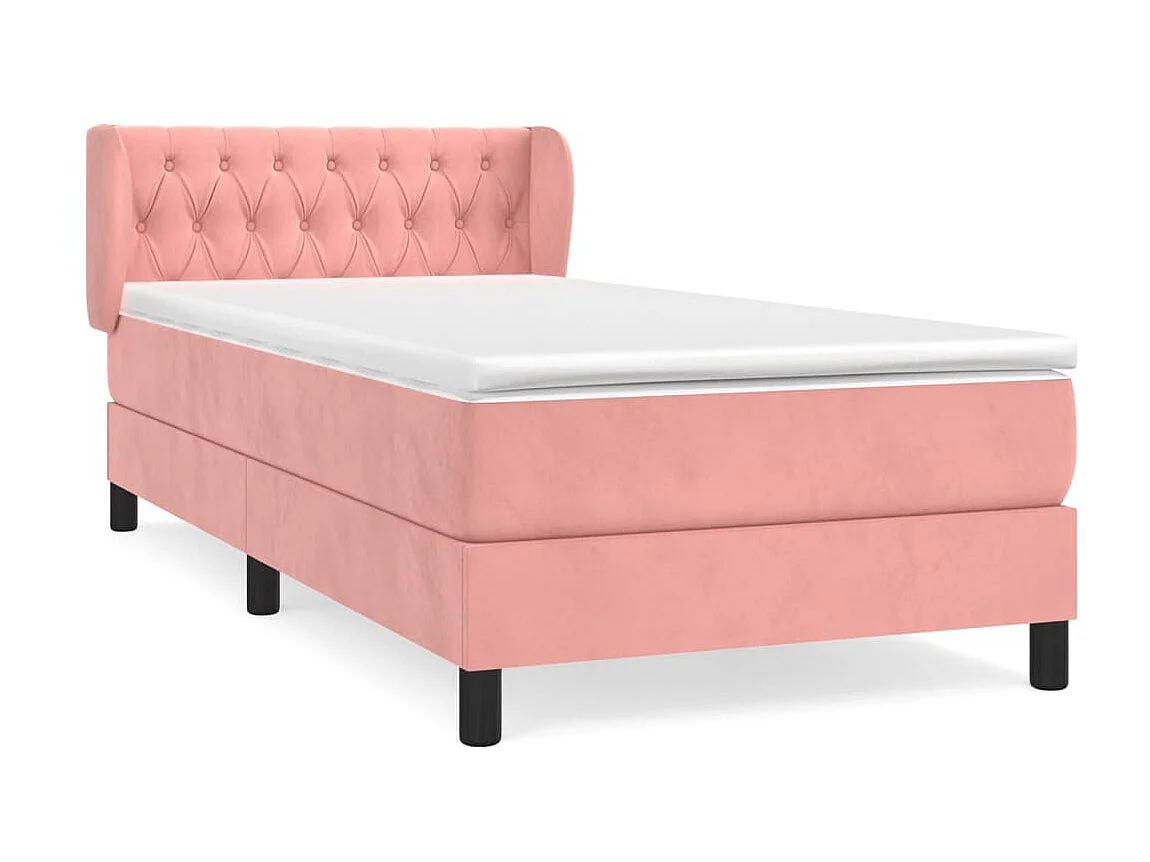 Lit-90x200 cm avec sommier tapissier + matelas Rose Velours SRGW38419