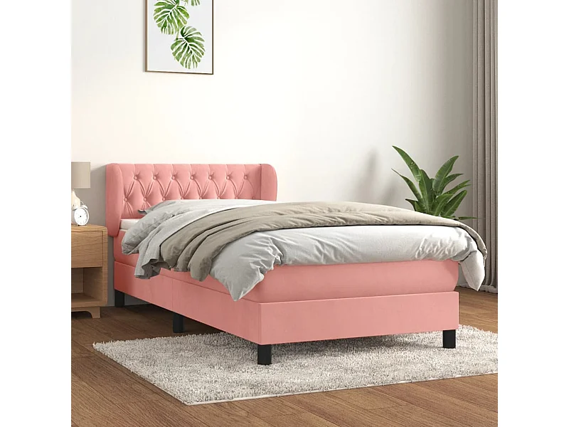 Cama com molas/colchão 90x200 cm veludo rosa PT192601