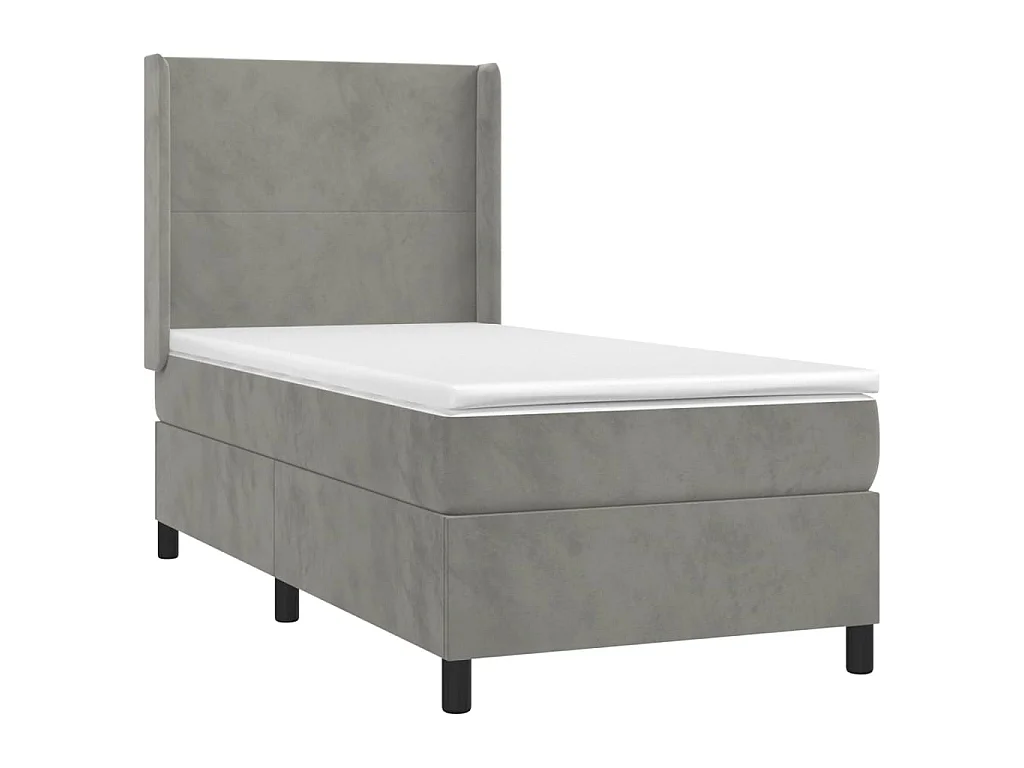 Boxspringbett mit Matratze,Bett für Schlafzimmer Hellgrau 90x200 cm Samt -CFW42854