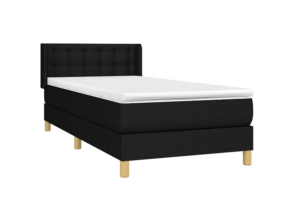 Ensemble complet boxspring - 80x200 cm + sommier tapissier + matelas Noir Tissu SRGW50865