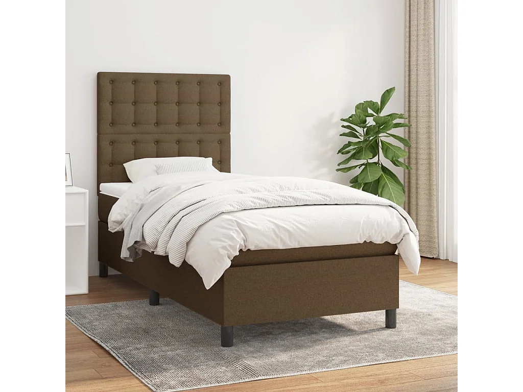 Boxspringbett mit Matratze,Bett für Schlafzimmer Dunkelbraun 90x200 cm Stoff -CFW29525