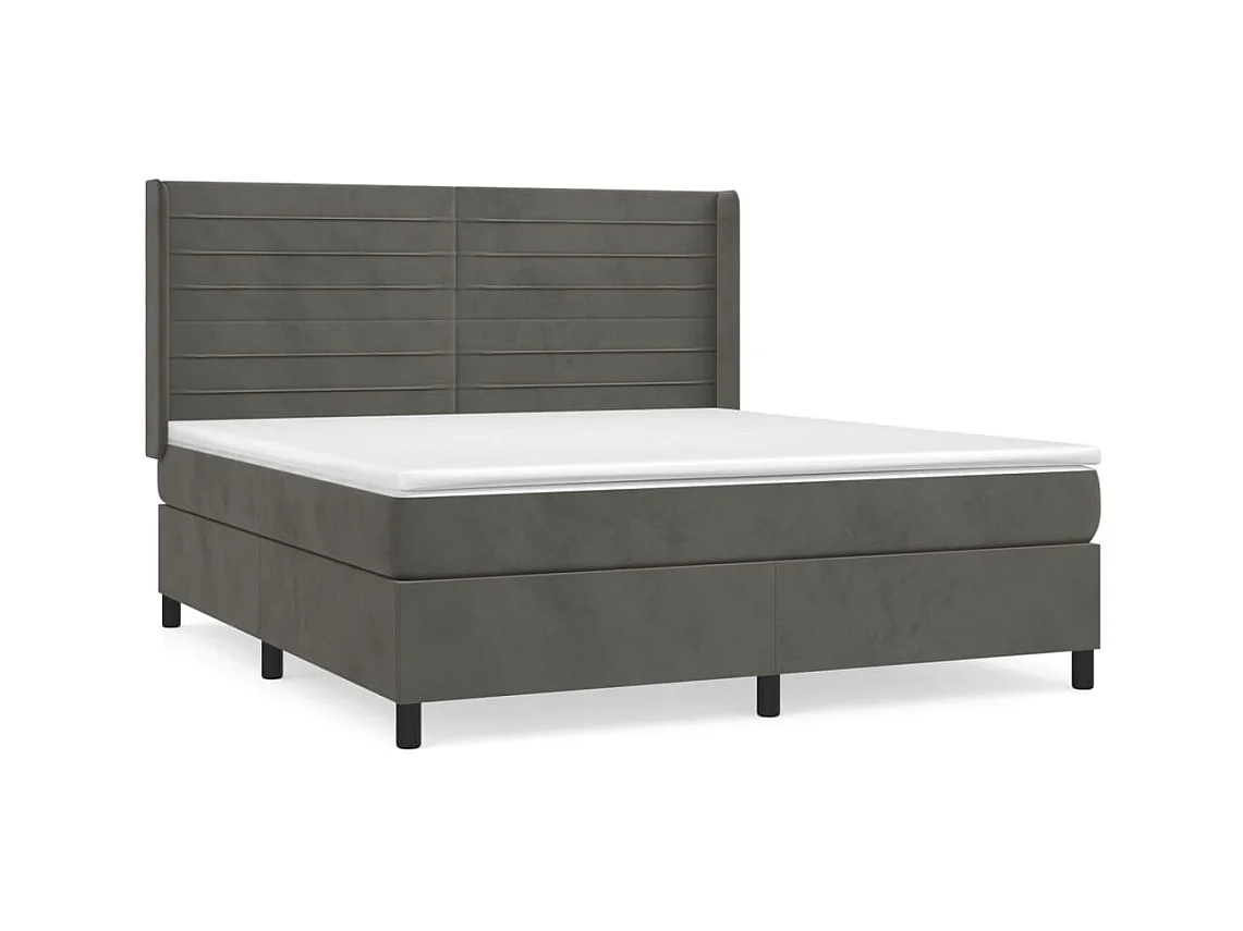 Boxspring met matras fluweel donkergrijs 180x200 cm NL18108