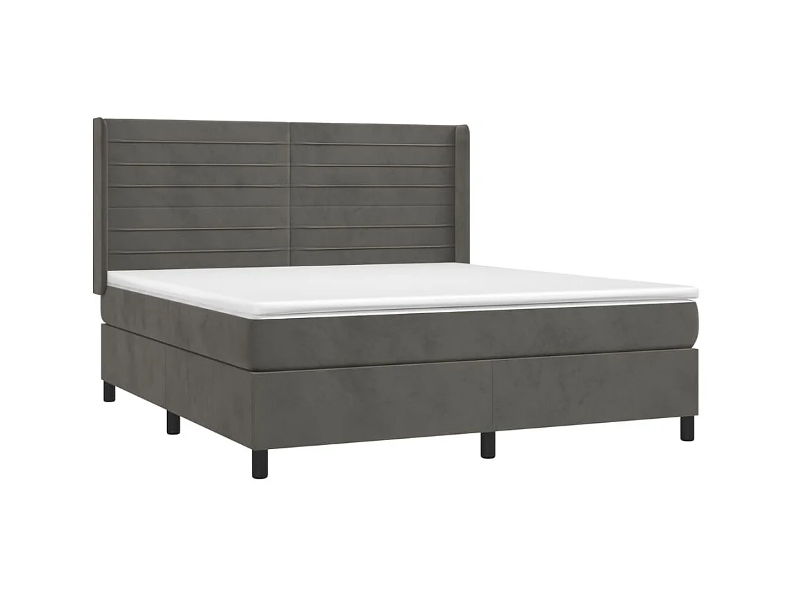 Boxspring met matras fluweel donkergrijs 180x200 cm NL18108