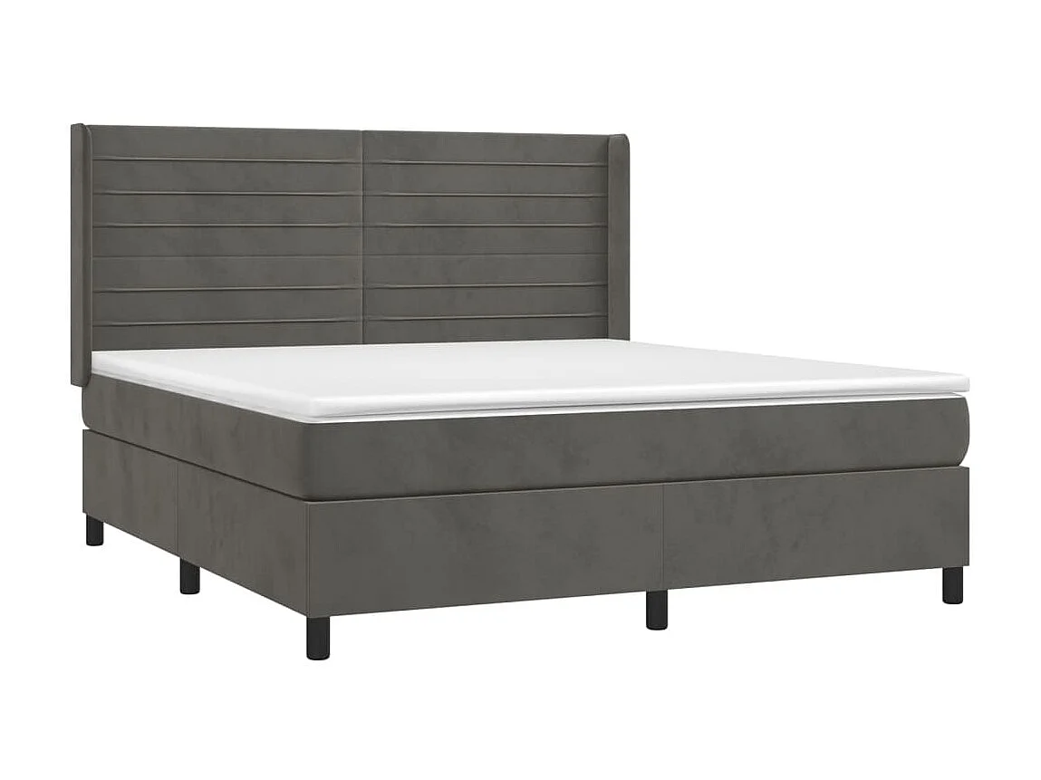 Ensemble complet boxspring - 180x200 cm + sommier tapissier + matelas Gris foncé Velours SRGW38620