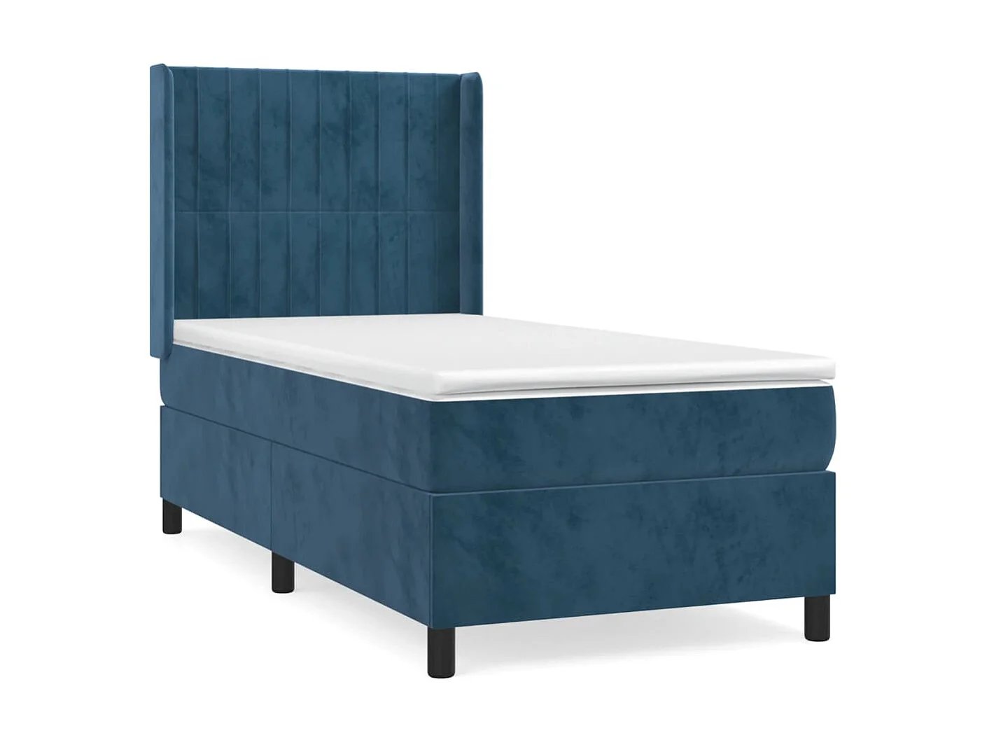 Cama continental com molas+ colchão 80x200 cm veludo azul-escuro PT172781