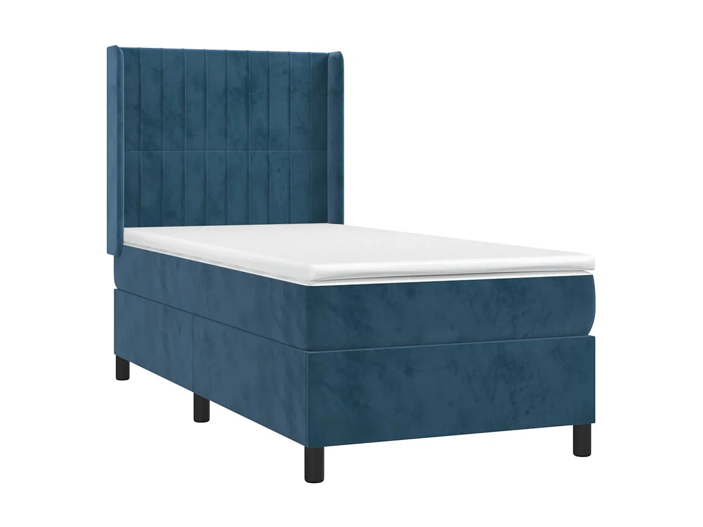 Cama continental com molas+ colchão 80x200 cm veludo azul-escuro PT172781