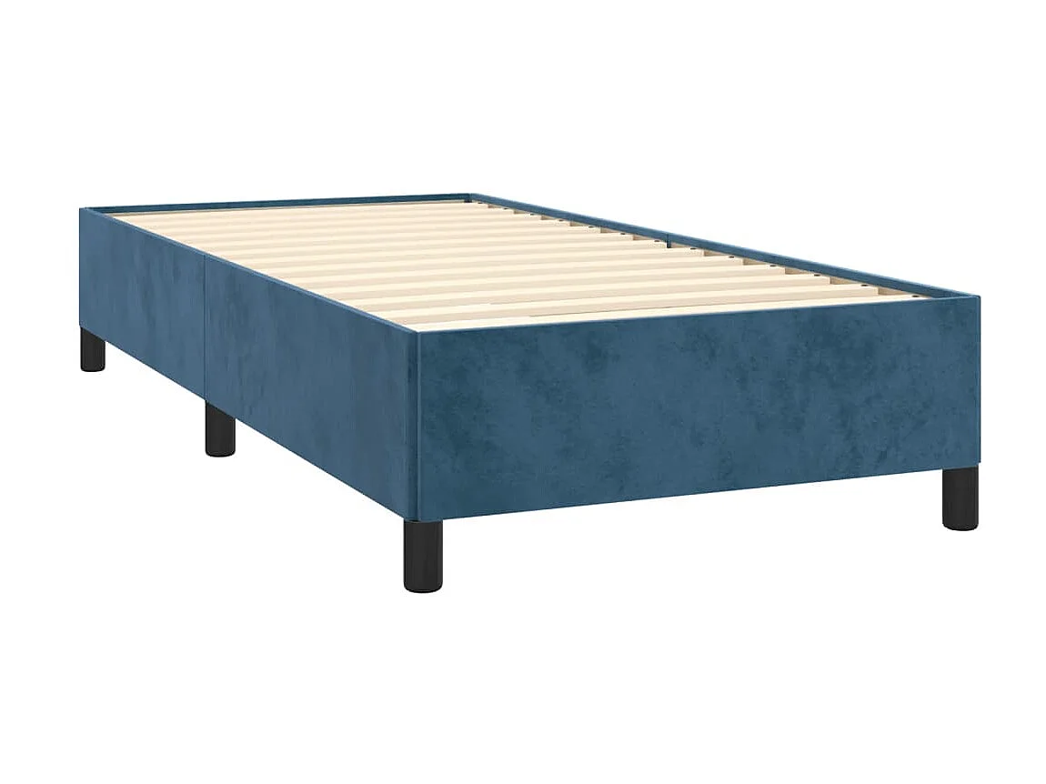 Cama continental com molas+ colchão 80x200 cm veludo azul-escuro PT172781