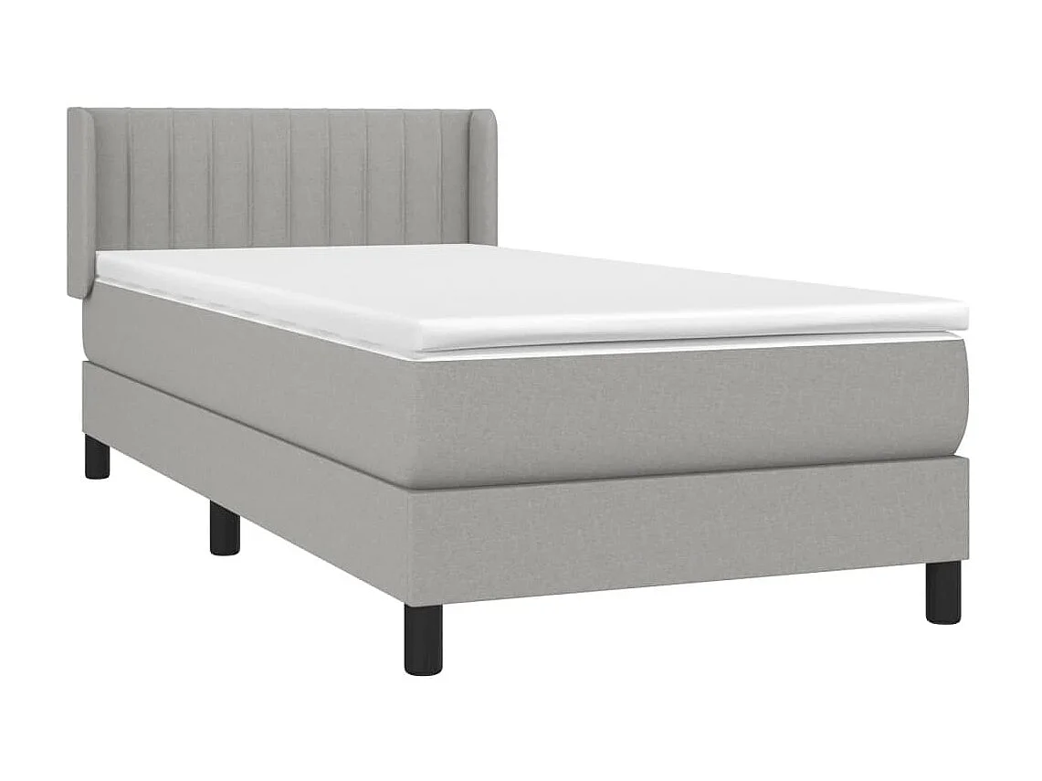 Ensemble complet boxspring - 90x190 cm + sommier tapissier + matelas Gris clair Tissu SRGW47919
