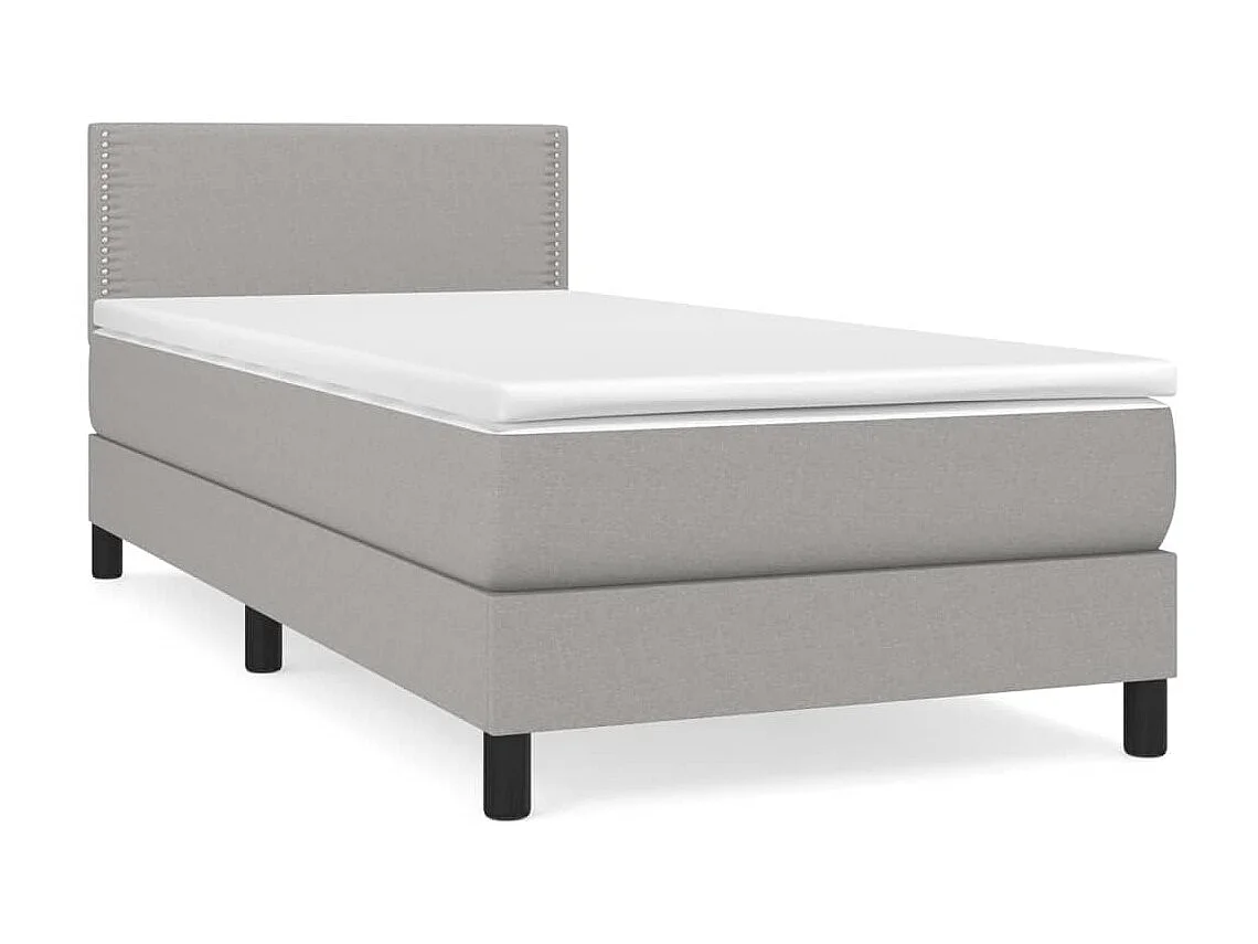 Ensemble complet boxspring - 100x200 cm + sommier tapissier + matelas Gris clair Tissu SRGW12083